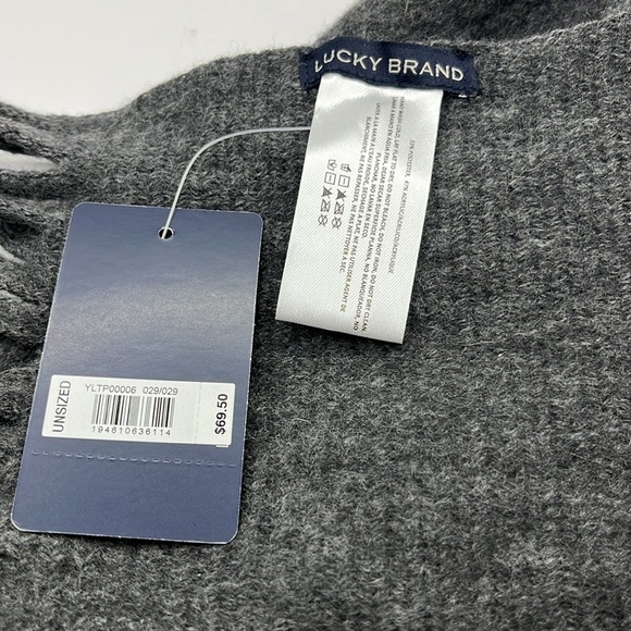 Lucky Brand Brushed Oversized Scarf Wrap in Charcoal Gray with Long Fringe - Picture 11 of 12